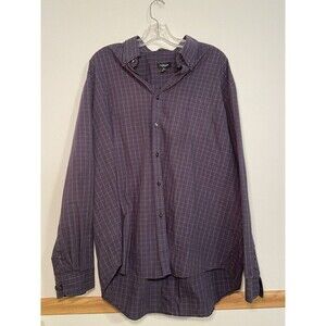 Van Heusen XL 17-17 1/ Mens Black And Purple Plaid Long Sleeve Dress Shirt